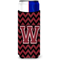 Letter W Chevron Garnet and Black  Ultra Beverage Insulators for slim cans CJ1052-WMUK