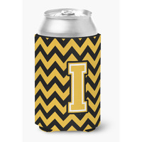 "Caroline's Treasures CJ1053-ICC Letter I Chevron Black and Gold Can or Bottle Hugger, Multicolor"