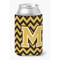 "Caroline's Treasures CJ1053-MCC Letter M Chevron Black and Gold Can or Bottle Hugger, Multicolor"