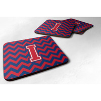 "Caroline's Treasures CJ1054-IFC Letter I Chevron Yale Blue and Crimson Foam Coaster (Set of 4), 3.5"", Multicolor"