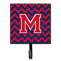 "Caroline's Treasures Letter M Chevron Yale Blue and Crimson Leash or Key Holder CJ1054-MSH4, Small, Multicolor"