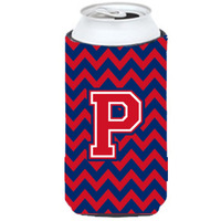 Letter P Chevron Yale Blue and Crimson Tall Boy Beverage Insulator Hugger CJ1054-PTBC