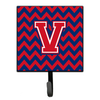 "Caroline's Treasures Letter V Chevron Yale Blue and Crimson Leash or Key Holder CJ1054-VSH4, Small, Multicolor"