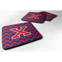 "Caroline's Treasures CJ1054-XFC Letter X Chevron Yale Blue and Crimson Foam Coaster (Set of 4), 3.5"", Multicolor"