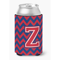 "Caroline's Treasures CJ1054-ZCC Letter Z Chevron Yale Blue and Crimson Can or Bottle Hugger, Multicolor"
