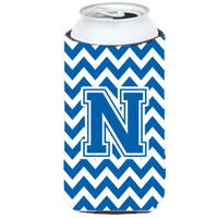 Letter N Chevron Blue and White Tall Boy Beverage Insulator Hugger CJ1056-NTBC