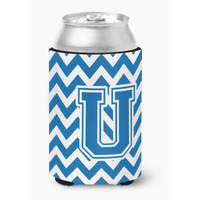 "Caroline's Treasures CJ1056-UCC Letter U Chevron Blue and White Can or Bottle Hugger, Multicolor"