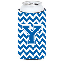 Letter Y Chevron Blue and White Tall Boy Beverage Insulator Hugger CJ1056-YTBC