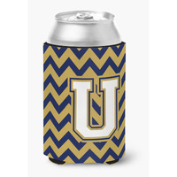 "Caroline's Treasures CJ1057-UCC Letter U Chevron Navy Blue and Gold Can or Bottle Hugger, Multicolor"
