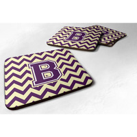 "Caroline's Treasures CJ1058-BFC Letter B Chevron Purple and Gold Foam Coaster (Set of 4), 3.5"", Multicolor"