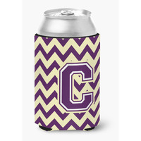 "Caroline's Treasures CJ1058-CCC Letter C Chevron Purple and Gold Can or Bottle Hugger, Multicolor"