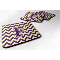 "Caroline's Treasures CJ1058-FFC Letter F Chevron Purple and Gold Foam Coaster (Set of 4), 3.5"", Multicolor"