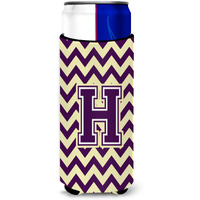 Letter H Chevron Purple and Gold Ultra Beverage Insulators for slim cans CJ1058-HMUK