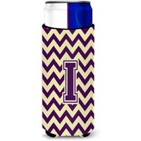 Letter I Chevron Purple and Gold Ultra Beverage Insulators for slim cans CJ1058-IMUK