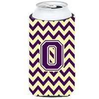 Letter O Chevron Purple and Gold Tall Boy Beverage Insulator Hugger CJ1058-OTBC
