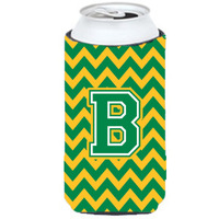 "Caroline's Treasures CJ1059-BTBC Letter B Chevron Green and Gold Tall Boy Koozie Hugger, Multicolor"