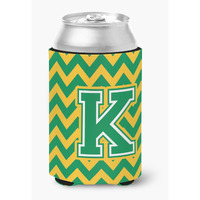 "Caroline's Treasures CJ1059-KCC Letter K Chevron Green and Gold Can or Bottle Hugger, Multicolor"