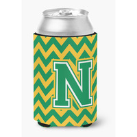 "Caroline's Treasures CJ1059-NCC Letter N Chevron Green and Gold Can or Bottle Hugger, Multicolor"