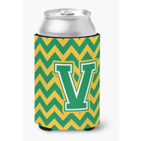 "Caroline's Treasures CJ1059-VCC Letter V Chevron Green and Gold Can or Bottle Hugger, Multicolor"