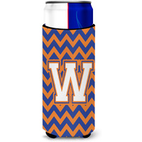 Letter W Chevron Blue and Orange Ultra Beverage Insulators for slim cans CJ1060-WMUK