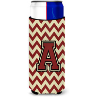 Letter A Chevron Maroon and Gold Ultra Beverage Insulators for slim cans CJ1061-AMUK