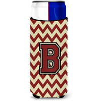 Letter B Chevron Maroon and Gold Ultra Beverage Insulators for slim cans CJ1061-BMUK