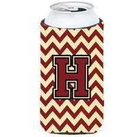 Letter H Chevron Maroon and Gold Tall Boy Beverage Insulator Hugger CJ1061-HTBC