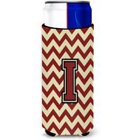 Letter I Chevron Maroon and Gold Ultra Beverage Insulators for slim cans CJ1061-IMUK