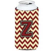 Letter Z Chevron  Maroon and Gold Tall Boy Beverage Insulator Hugger CJ1061-ZTBC