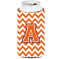Letter A Chevron Orange and Regalia Tall Boy Beverage Insulator Hugger CJ1062-ATBC