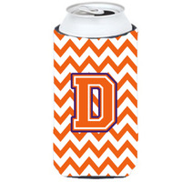 Letter D Chevron Orange and Regalia Tall Boy Beverage Insulator Hugger CJ1062-DTBC