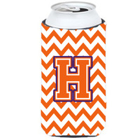 Letter H Chevron Orange and Regalia Tall Boy Beverage Insulator Hugger CJ1062-HTBC