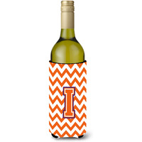 Letter I Chevron Orange and Regalia Wine Bottle Beverage Insulator Hugger CJ1062-ILITERK