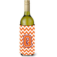 Letter Q Chevron Orange and Regalia Wine Bottle Beverage Insulator Hugger CJ1062-QLITERK