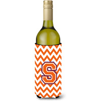 Letter S Chevron Orange and Regalia Wine Bottle Beverage Insulator Hugger CJ1062-SLITERK