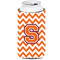 Letter S Chevron Orange and Regalia Tall Boy Beverage Insulator Hugger CJ1062-STBC