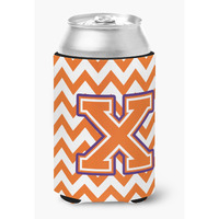 "Caroline's Treasures CJ1062-XCC Letter X Chevron Orange and Regalia Can or Bottle Hugger, Multicolor"