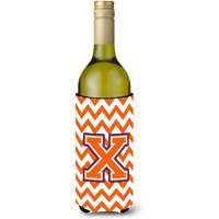 Letter X Chevron Orange and Regalia Wine Bottle Beverage Insulator Hugger CJ1062-XLITERK