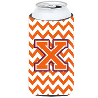 Letter X Chevron Orange and Regalia Tall Boy Beverage Insulator Hugger CJ1062-XTBC