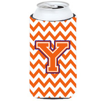 Letter Y Chevron Orange and Regalia Tall Boy Beverage Insulator Hugger CJ1062-YTBC