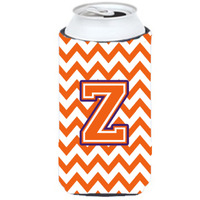 Letter Z Chevron Orange and Regalia Tall Boy Beverage Insulator Hugger CJ1062-ZTBC
