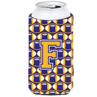 Letter F Football Purple and Gold Tall Boy Beverage Insulator Hugger CJ1064-FTBC