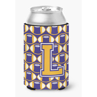 "Caroline's Treasures CJ1064-LCC Letter L Football Purple and Gold Can or Bottle Hugger, Multicolor"