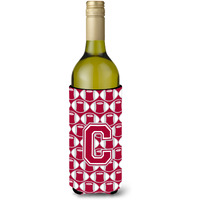 "Letter C Football Crimson, grey and white Wine Bottle Beverage Insulator Hugger CJ1065-CLITERK"