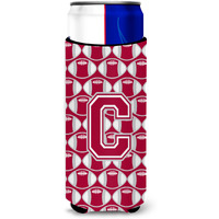 "Letter C Football Crimson, grey and white Ultra Beverage Insulators for slim cans CJ1065-CMUK"