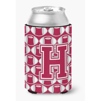 "Caroline's Treasures CJ1065-HCC Letter H Football Crimson, grey and white Can or Bottle Hugger, Multicolor"