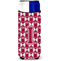"Letter I Football Crimson, grey and white Ultra Beverage Insulators for slim cans CJ1065-IMUK"