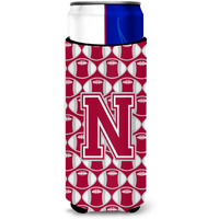 "Letter N Football Crimson, grey and white Ultra Beverage Insulators for slim cans CJ1065-NMUK"