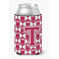 "Caroline's Treasures CJ1065-TCC Letter T Football Crimson, grey and white Can or Bottle Hugger, Multicolor"