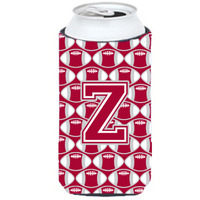"Letter Z Football Crimson, grey and white Tall Boy Beverage Insulator Hugger CJ1065-ZTBC"